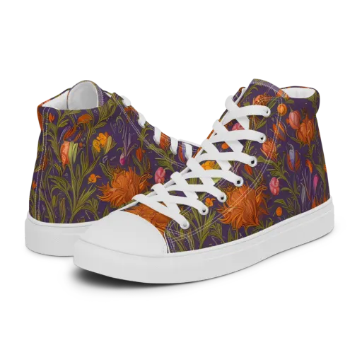 Botanical Nebula on a Men's High Top Canvas Shoes