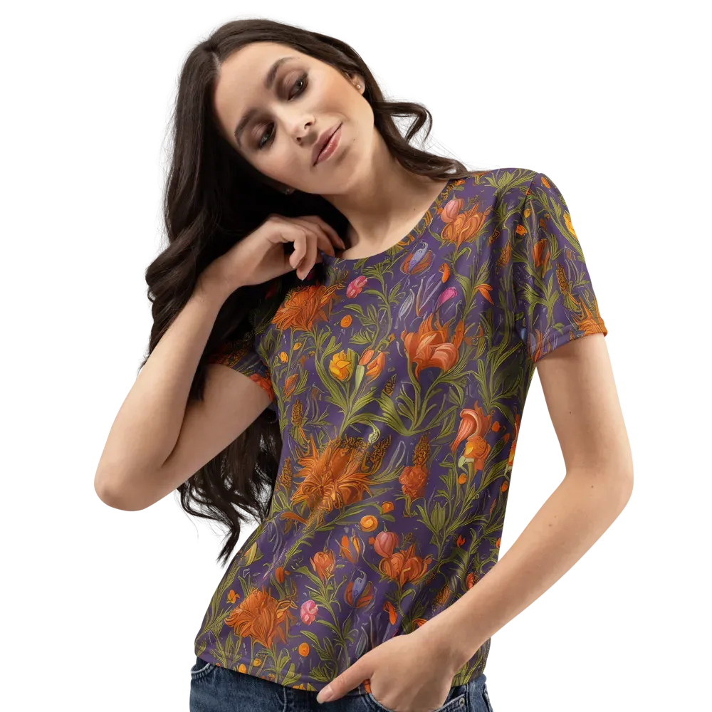 Botanical Nebula on Women's Crew Neck T-Shirt — Left Front