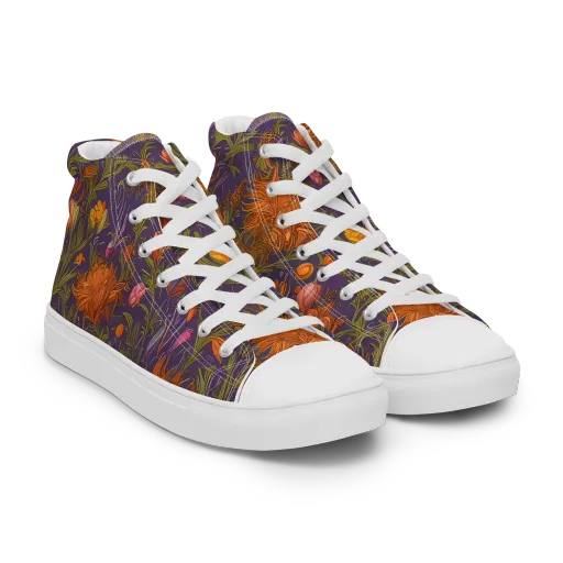 Botanical Nebula on a Women's High Top Canvas Shoes