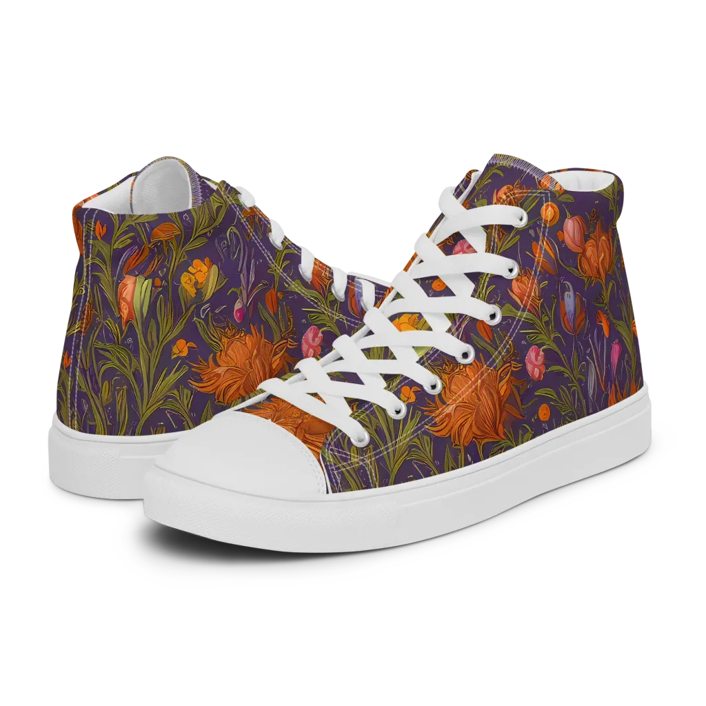 Botanical Nebula on Women's High Top Canvas Shoes — Left