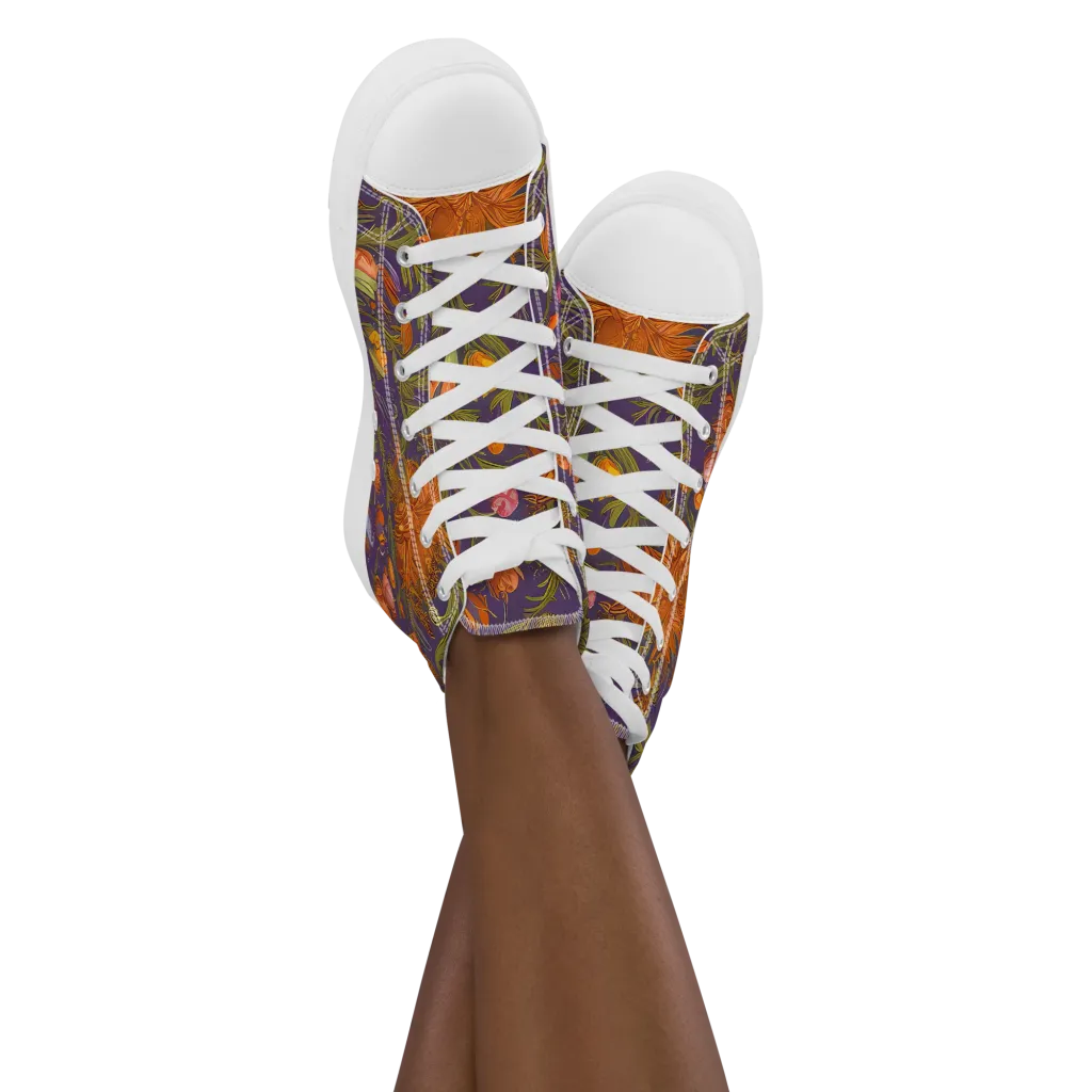 Botanical Nebula on Women's High Top Canvas Shoes — Front