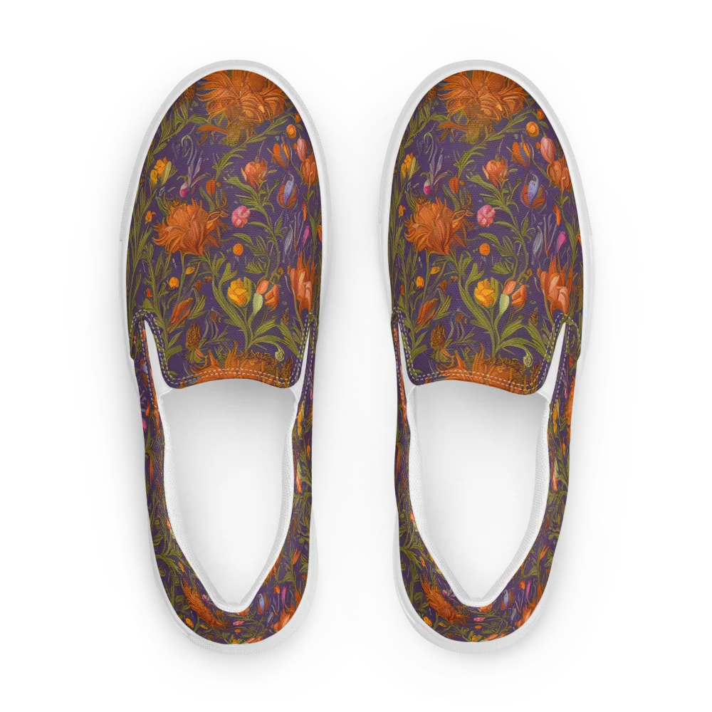 Botanical Nebula on Men's Slip-On Canvas Shoes — Front