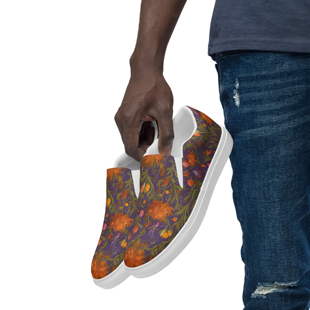 Botanical Nebula on Men's Slip-On Canvas Shoes — Left Front