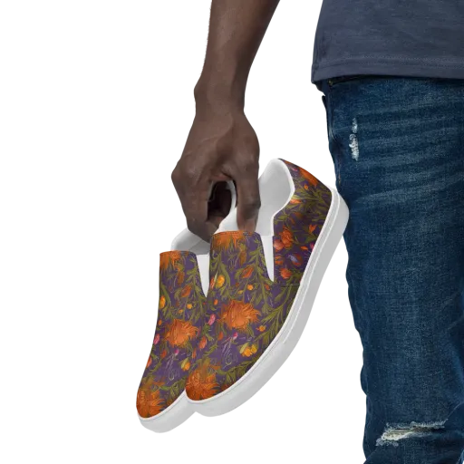 Botanical Nebula on a Men's Slip-On Canvas Shoes
