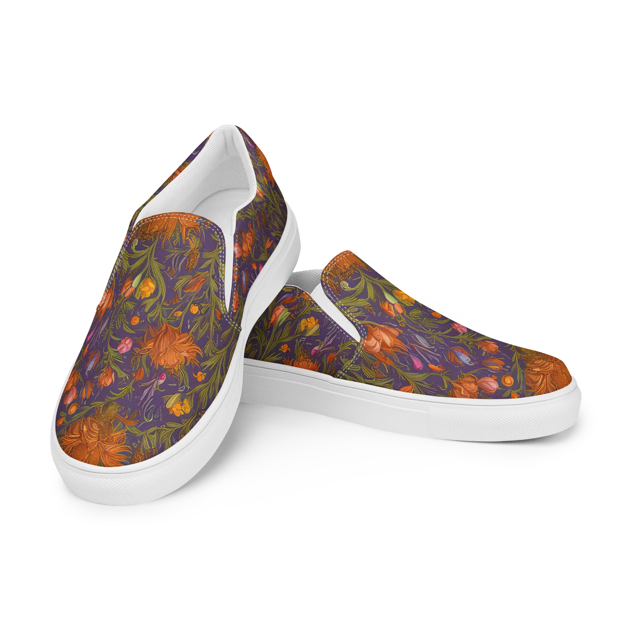 Botanical Nebula on Women's Slip-On Canvas Shoes — Left Front