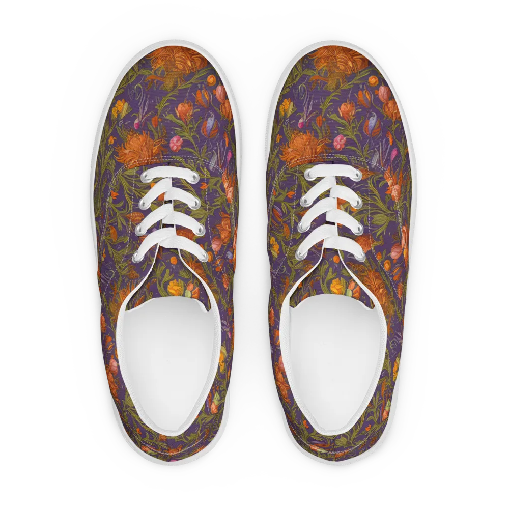 Botanical Nebula on Men's Lace-Up Canvas Shoes — Front