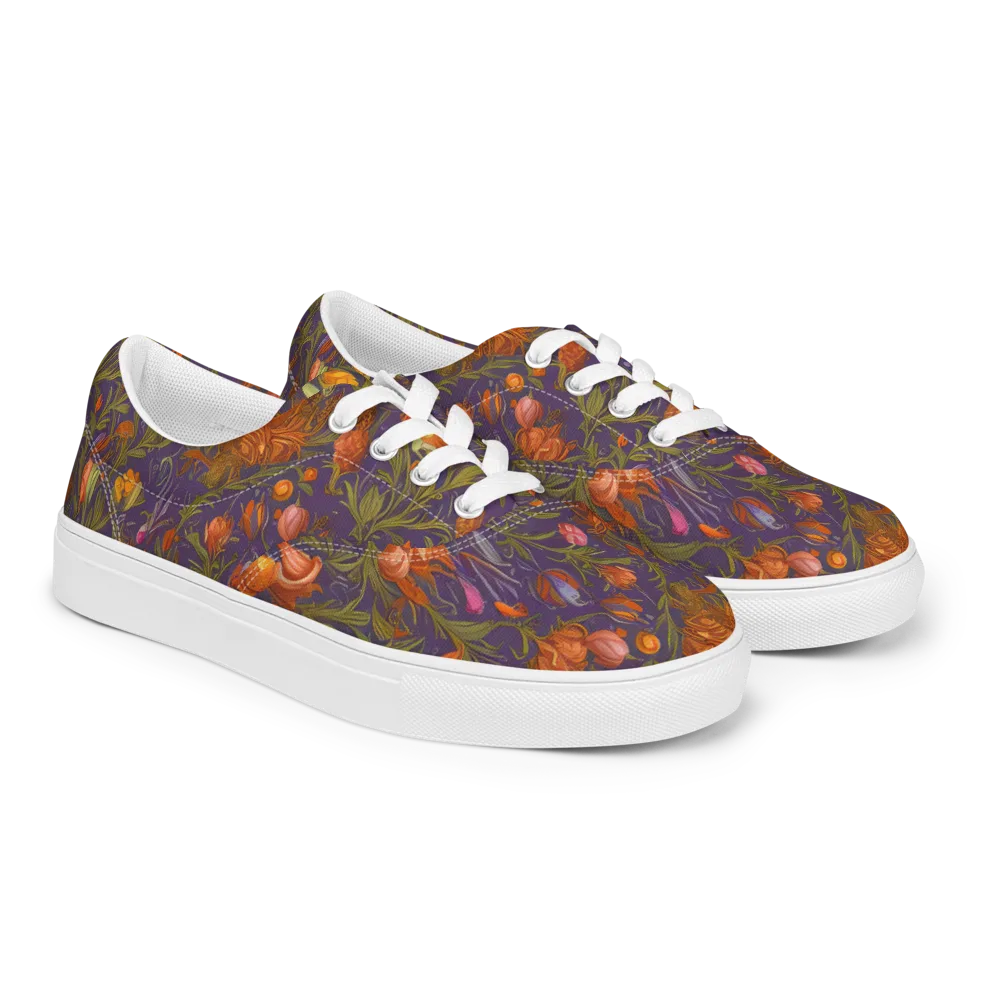 Botanical Nebula on Men's Lace-Up Canvas Shoes — Right Front