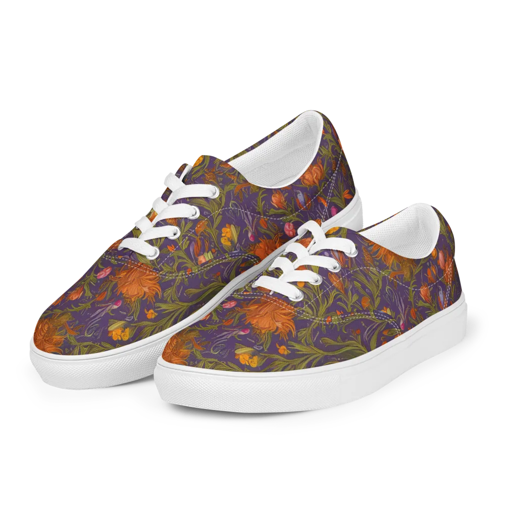 Botanical Nebula on Men's Lace-Up Canvas Shoes — Left Front