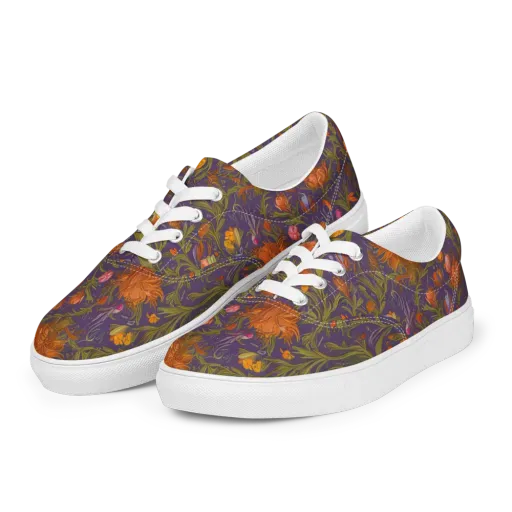 Botanical Nebula on a Men's Lace-Up Canvas Shoes