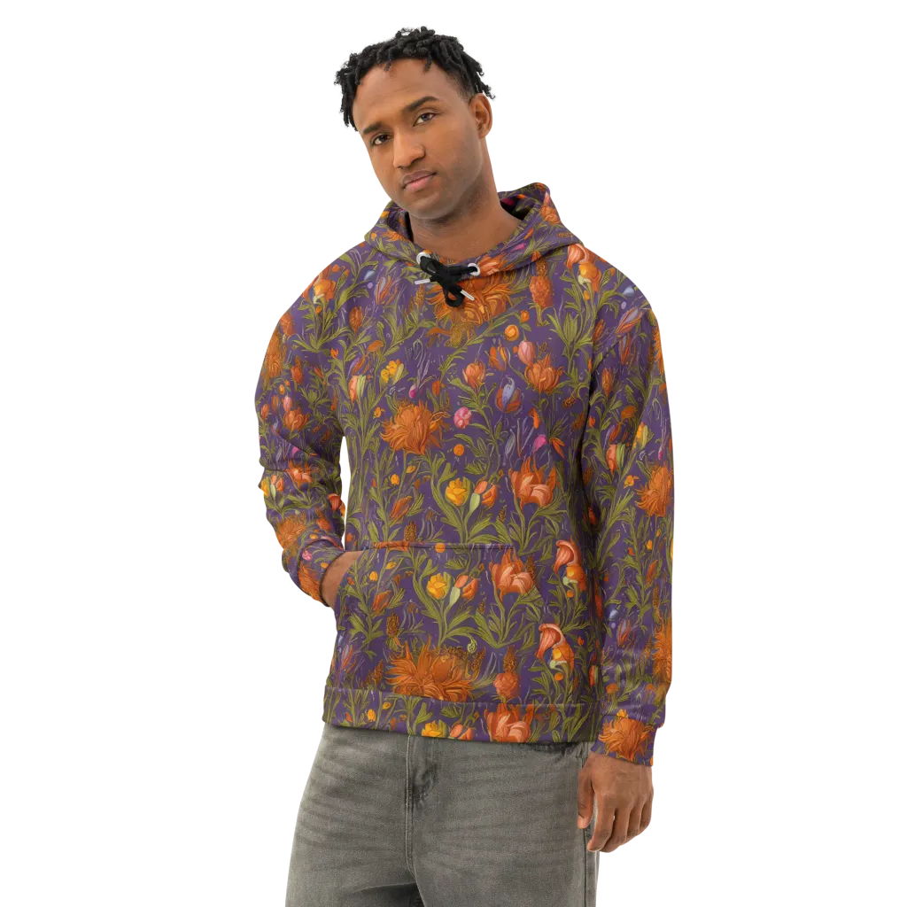Botanical Nebula on Cotton Hoodie — Left Front