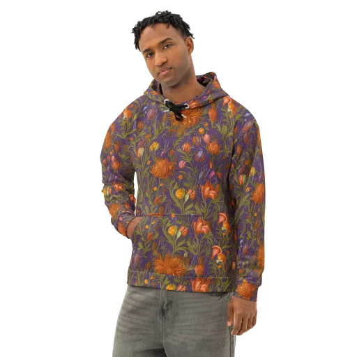 Botanical Nebula on a Cotton Hoodie