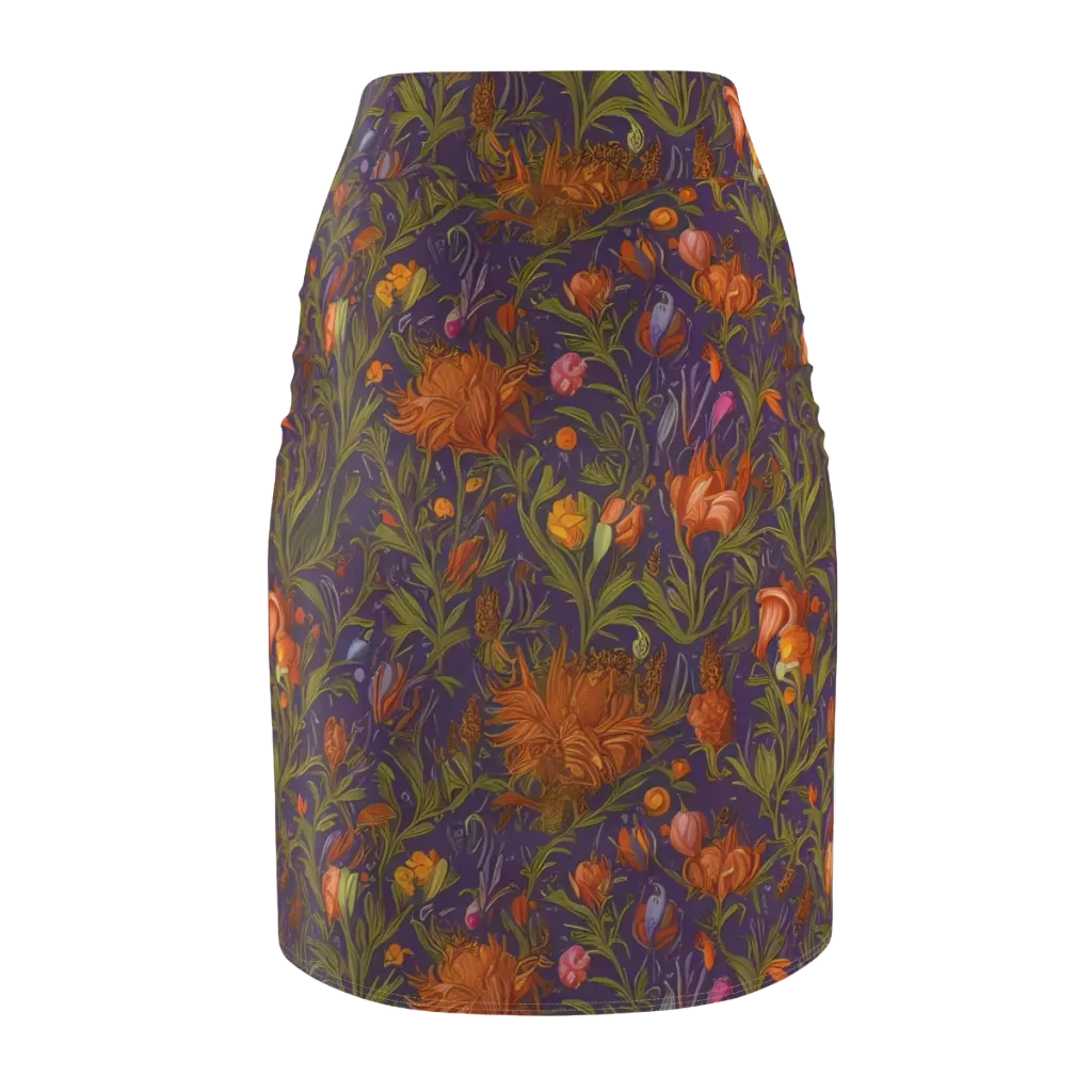 Botanical Nebula on Pencil Skirt — Back