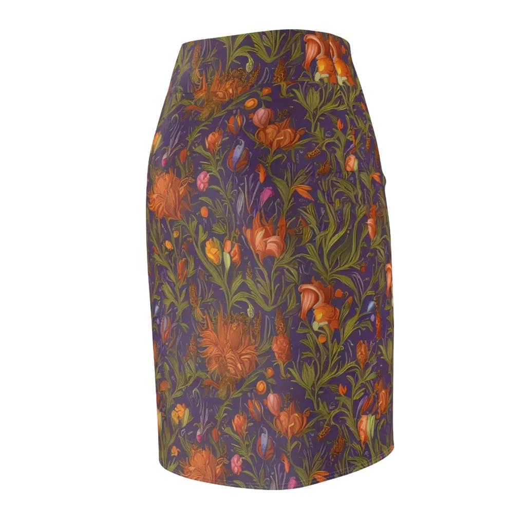Botanical Nebula on Pencil Skirt — Back Side