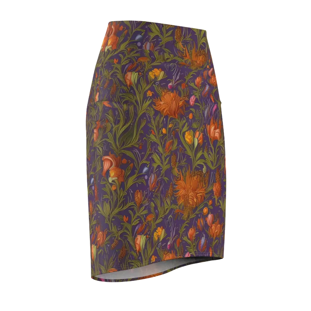 Botanical Nebula on Pencil Skirt — Front Side