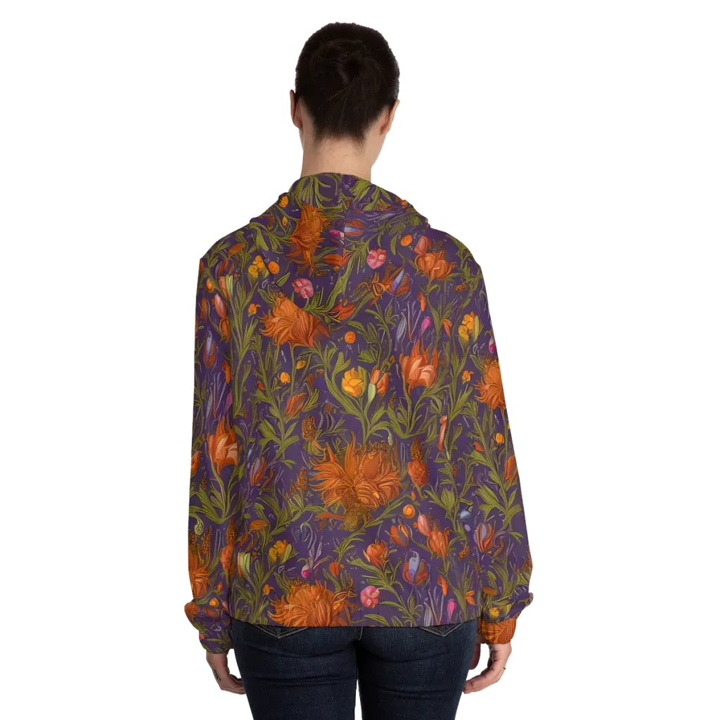 Botanical Nebula on Women's Full-Zip Hoodie — Back On Person