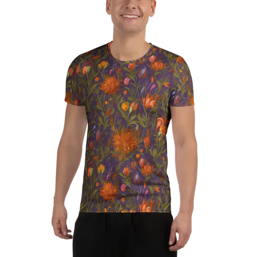 Botanical Nebula on a Men's Athletic T-Shirt