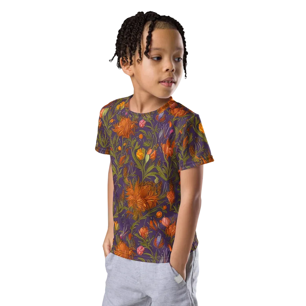 Botanical Nebula on Kids Crew Neck T-Shirt — Left Front