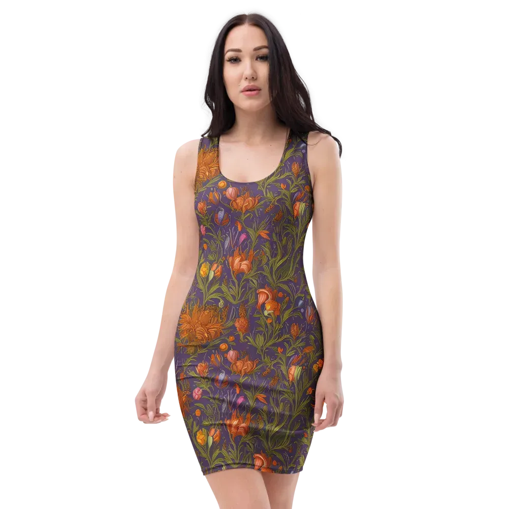 Botanical Nebula on Bodycon Dress — Front