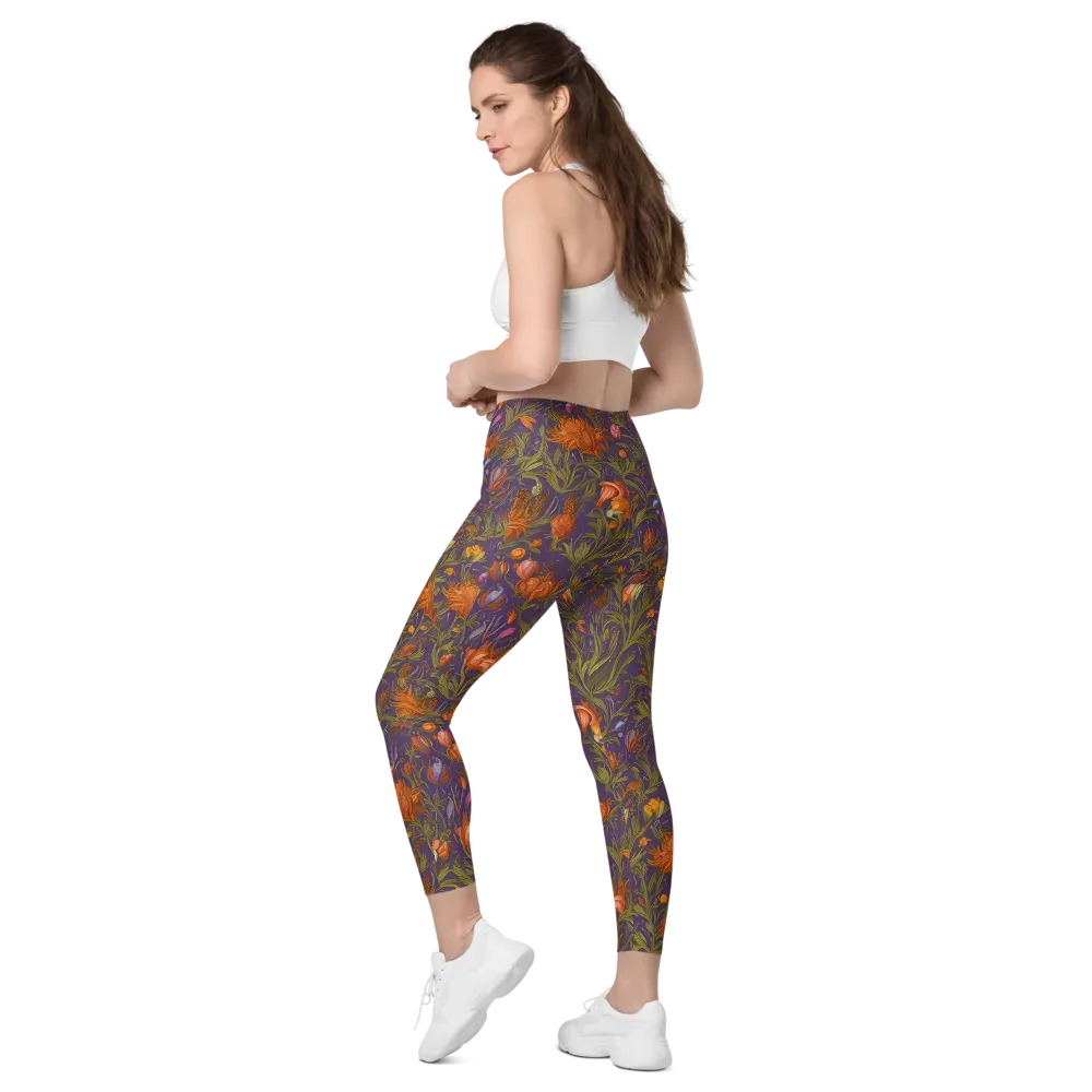 Botanical Nebula on Leggings with Pockets — Left Back