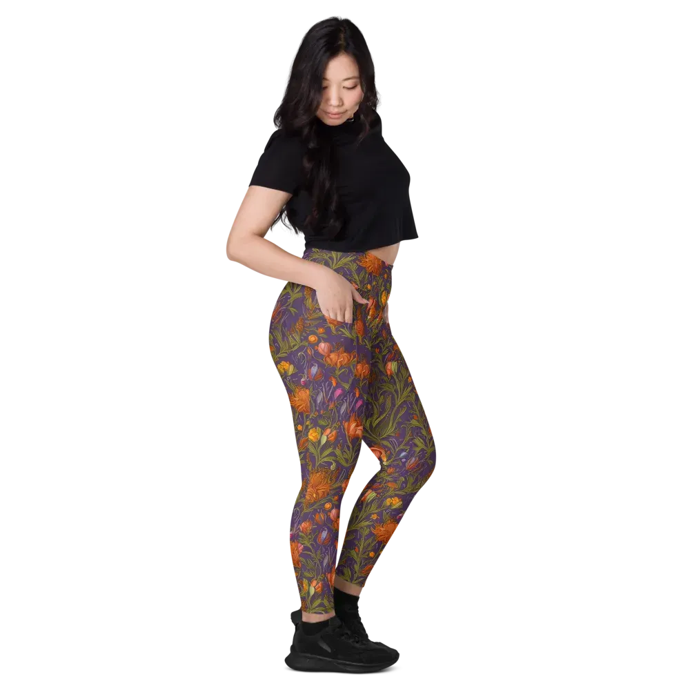 Botanical Nebula on Leggings with Pockets — Right