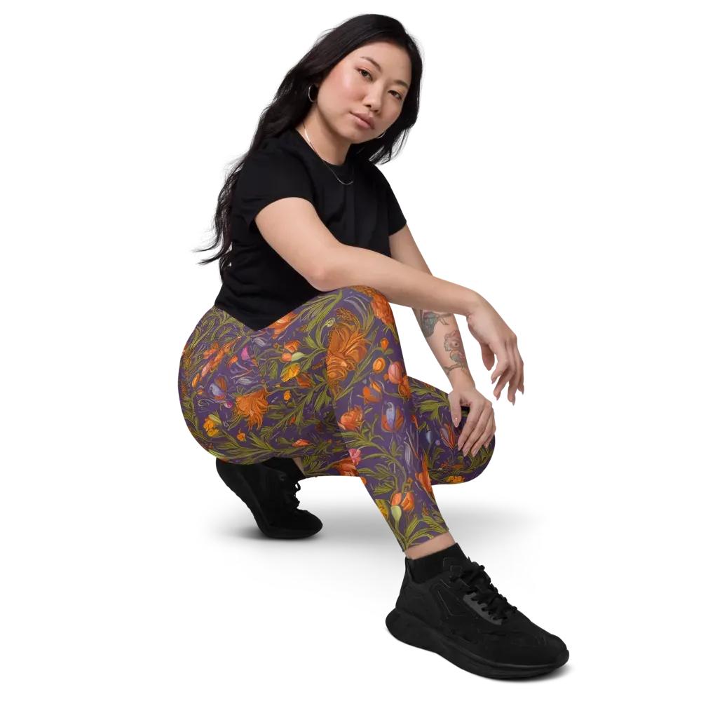 Botanical Nebula on Leggings with Pockets — Right Front