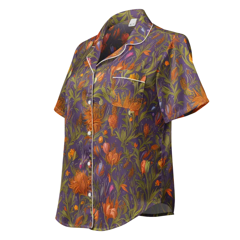 Botanical Nebula on Women's Short Sleeve Pajama Top — Left Front