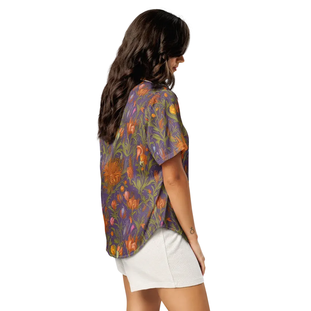 Botanical Nebula on Women's Short Sleeve Pajama Top — Right Back