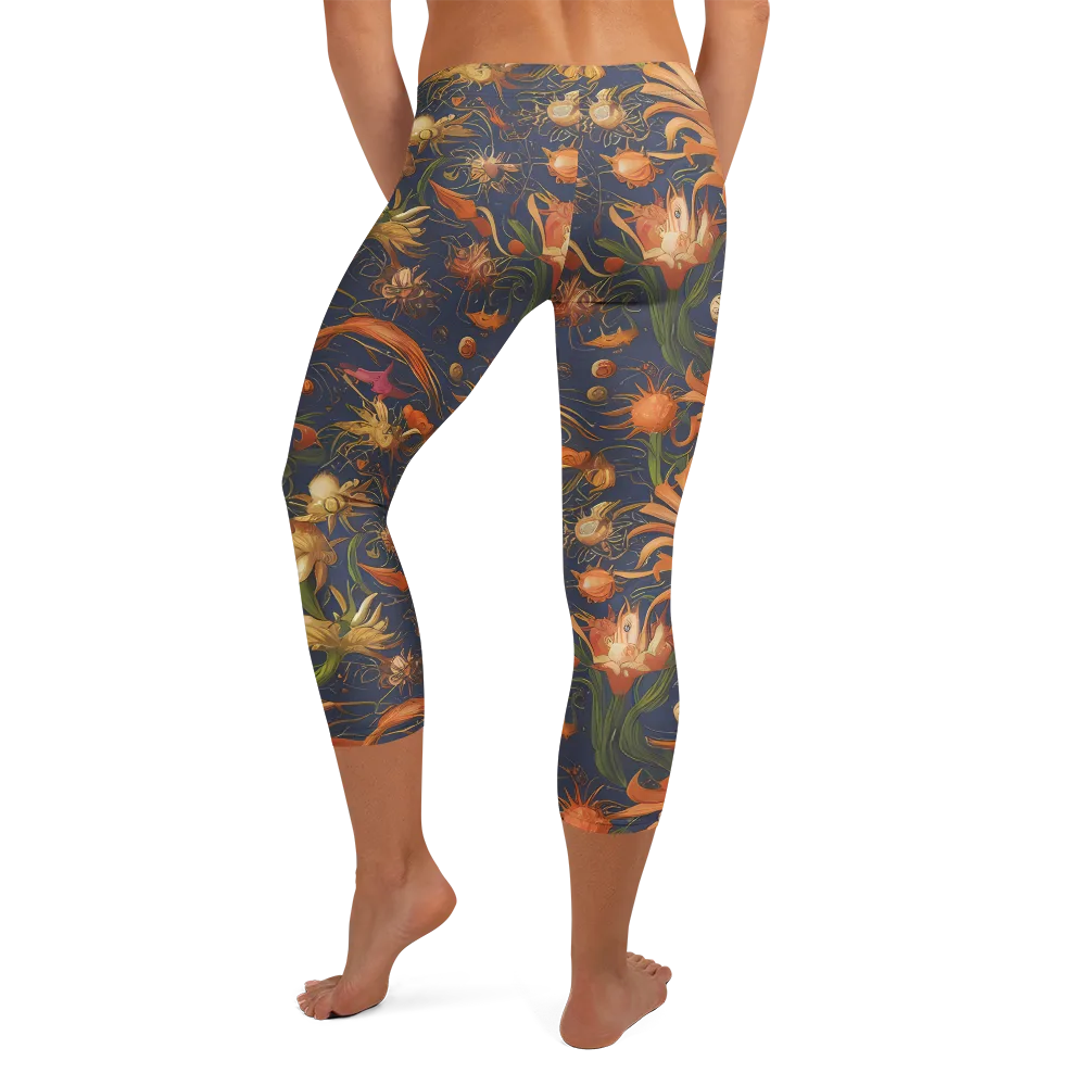Stellar Blooms on Capri Leggings — Back