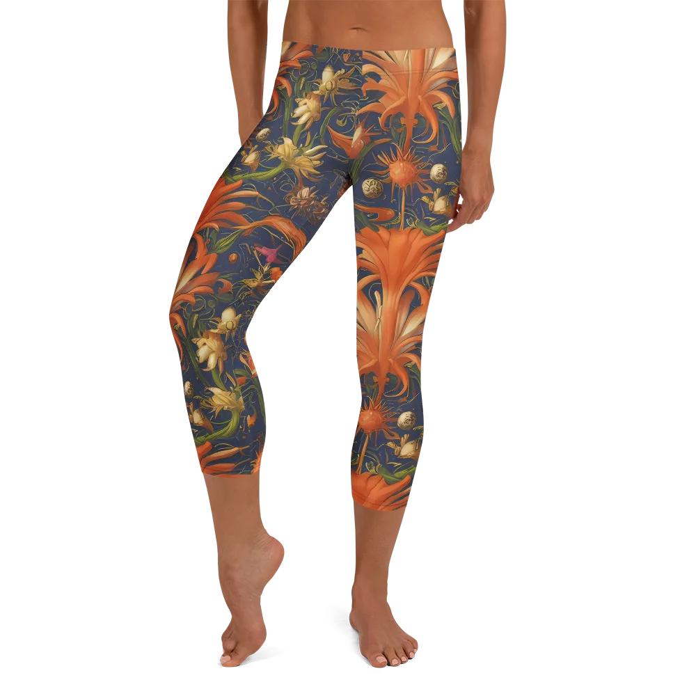 Stellar Blooms on Capri Leggings — Front