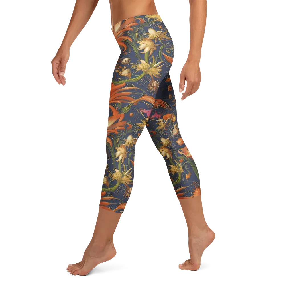 Stellar Blooms on Capri Leggings — Left