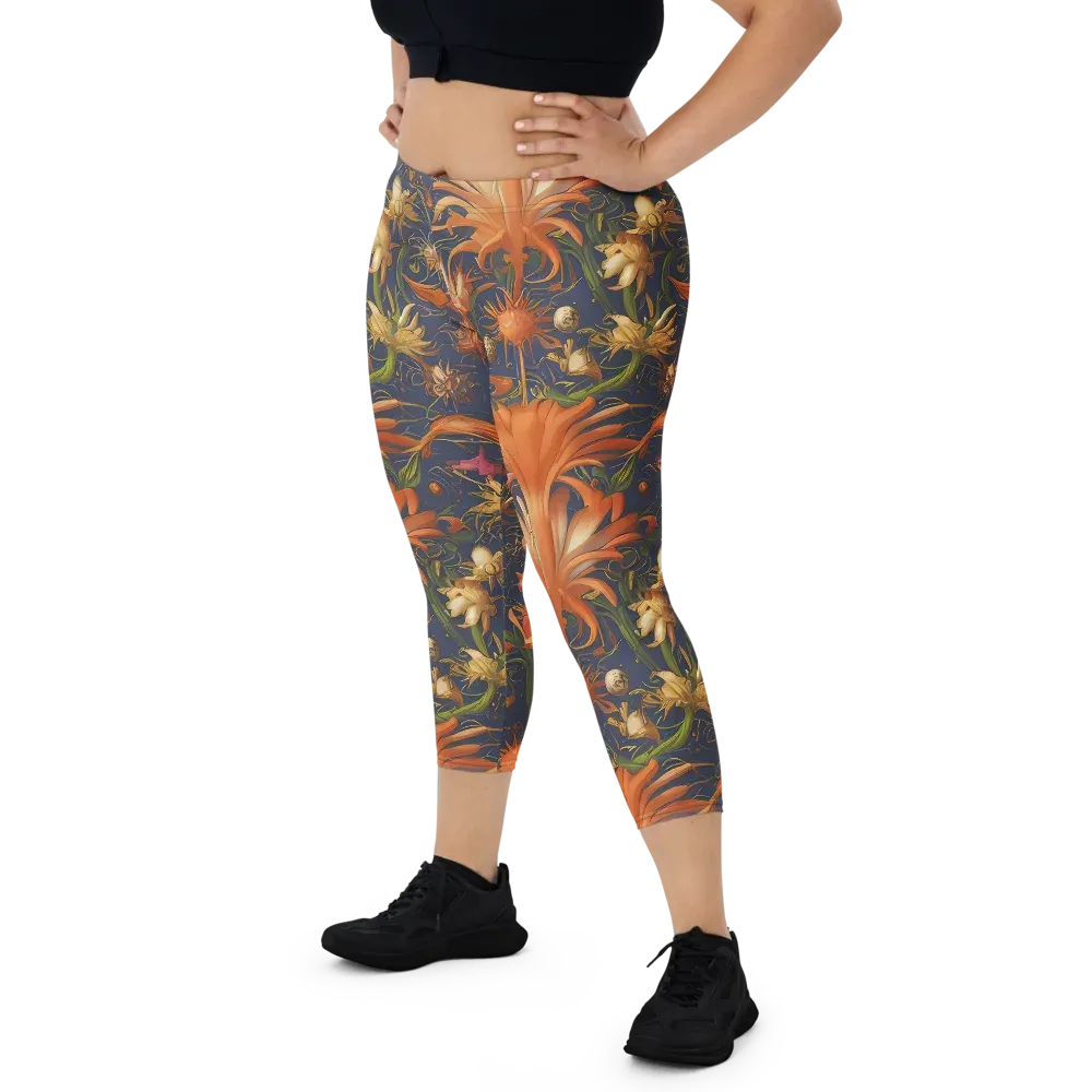 Stellar Blooms on Capri Leggings — Front