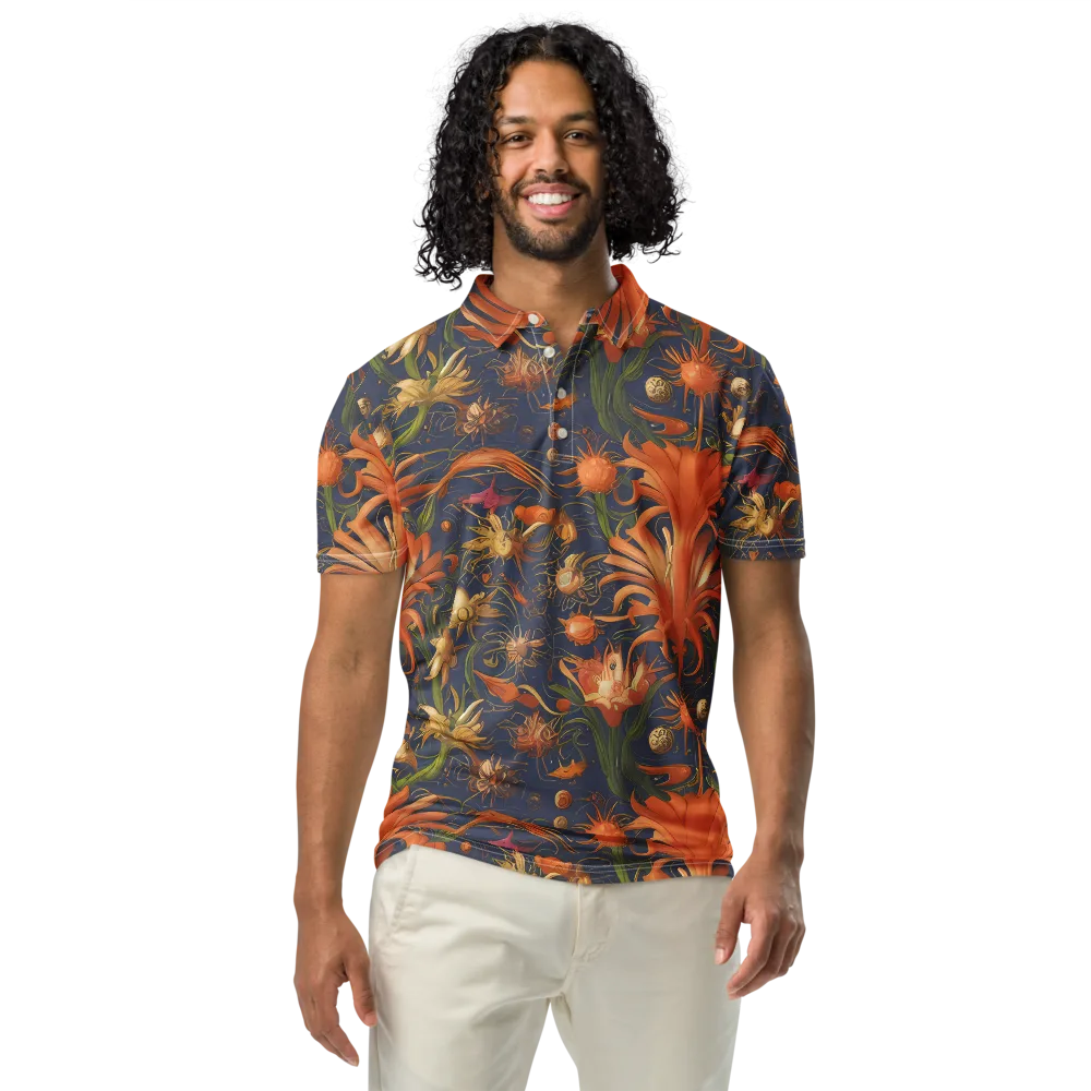 Stellar Blooms on Men's Slim Fit Polo Shirt — Front