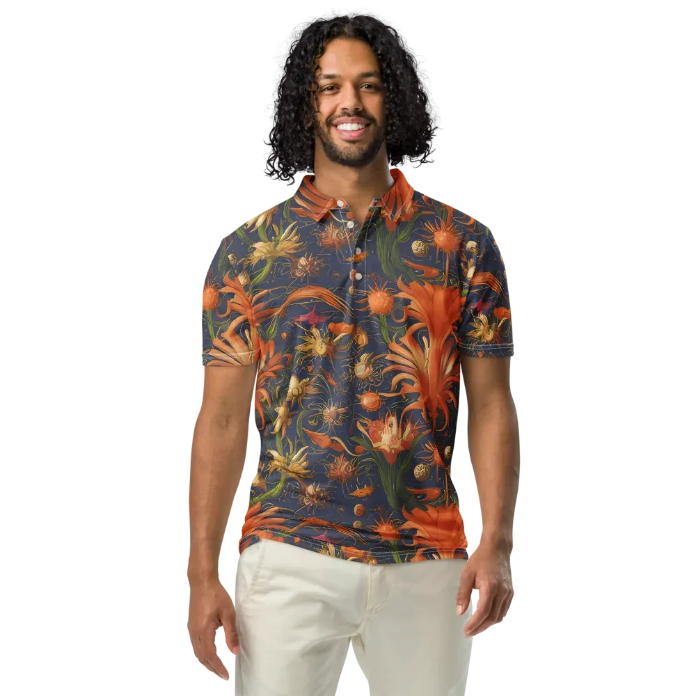 Stellar Blooms on Men's Slim Fit Polo Shirt — Front