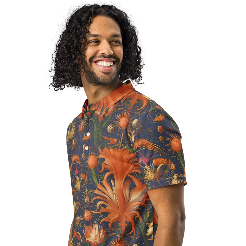 Stellar Blooms on Men's Slim Fit Polo Shirt — Left Front