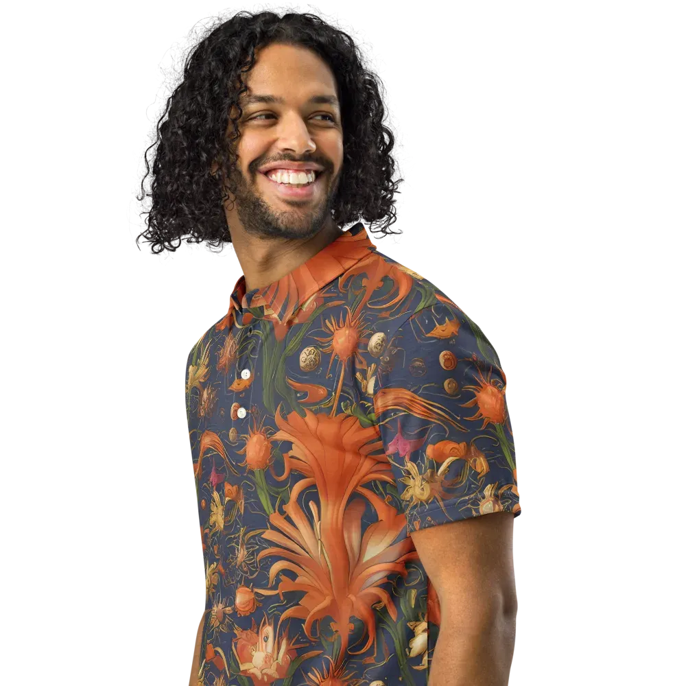 Stellar Blooms on Men's Slim Fit Polo Shirt — Left Front
