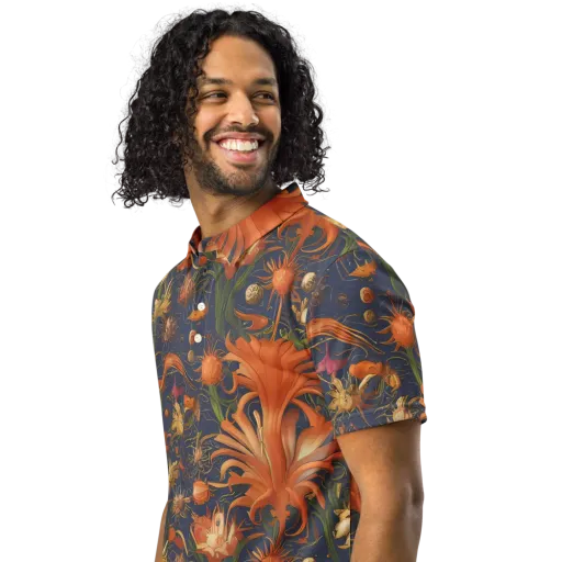 Stellar Blooms on a Men's Slim Fit Polo Shirt