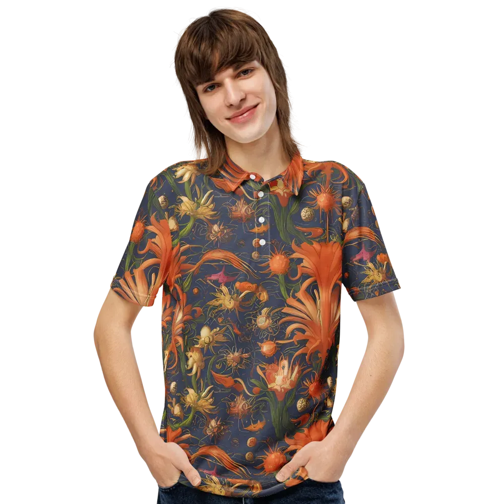 Stellar Blooms on Men's Slim Fit Polo Shirt — Front