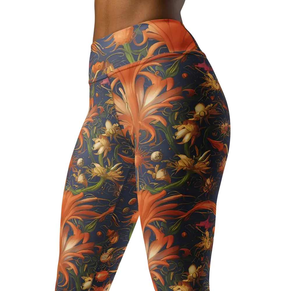 Stellar Blooms on Yoga Leggings — Left Front