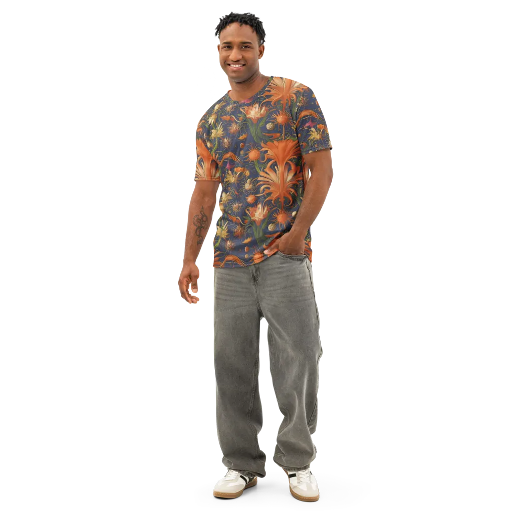 Stellar Blooms on Men's Cotton Crew Neck T-Shirt — Front
