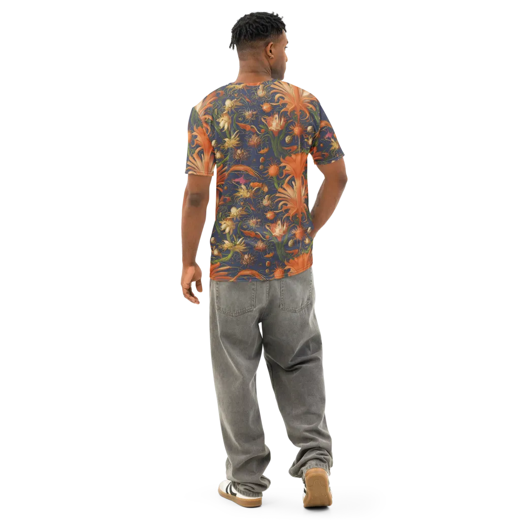 Stellar Blooms on Men's Cotton Crew Neck T-Shirt — Back
