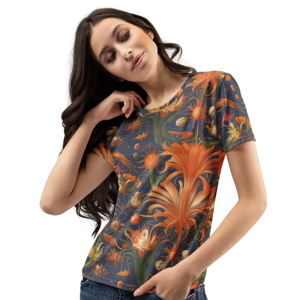 Stellar Blooms on Women's Crew Neck T-Shirt — Left Front
