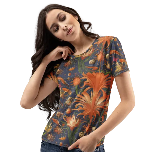 Stellar Blooms on a Women's Crew Neck T-Shirt