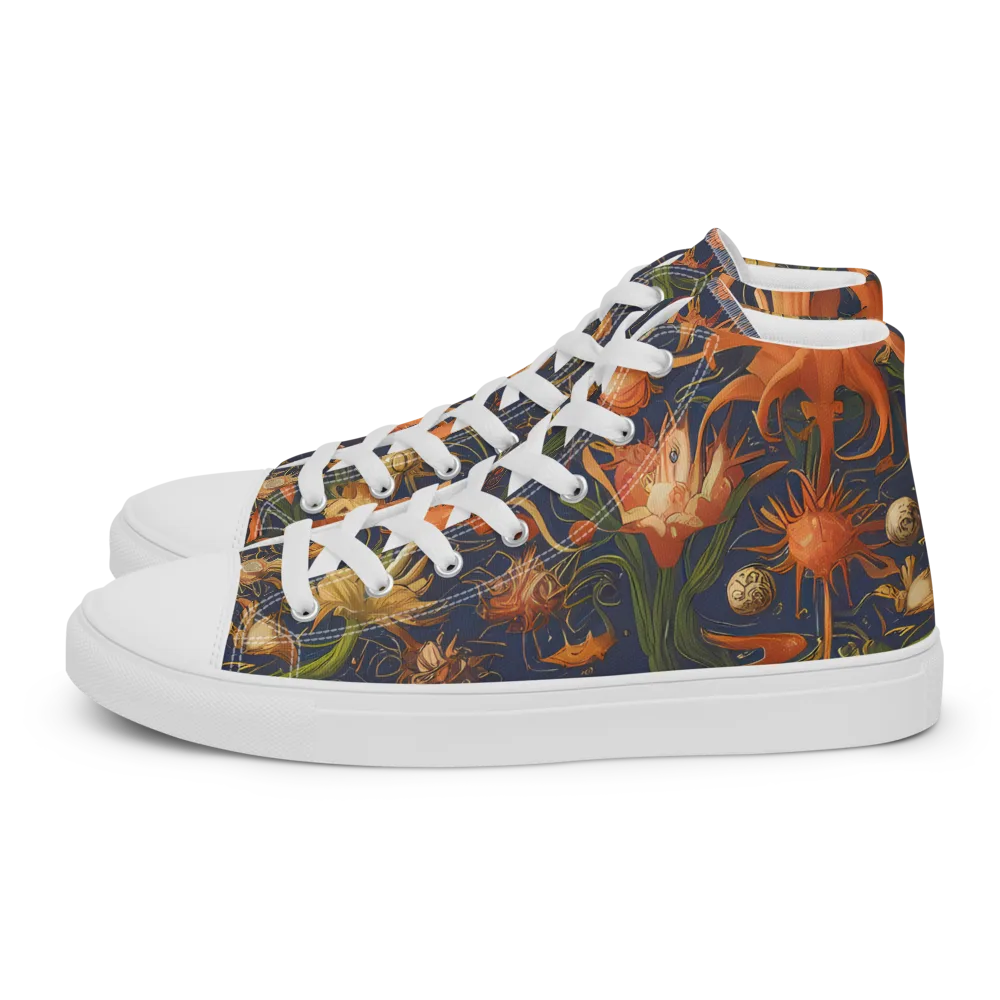 Stellar Blooms on Women's High Top Canvas Shoes — Left