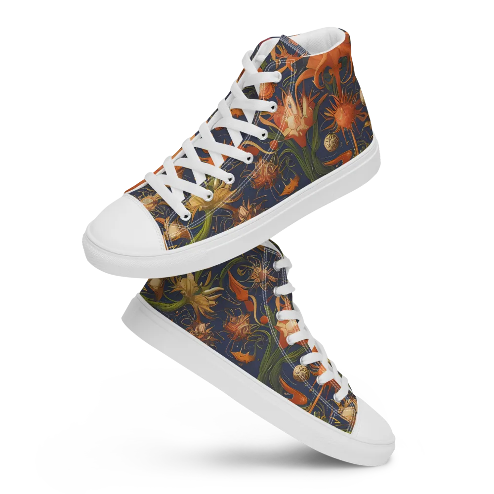 Stellar Blooms on Women's High Top Canvas Shoes — Front