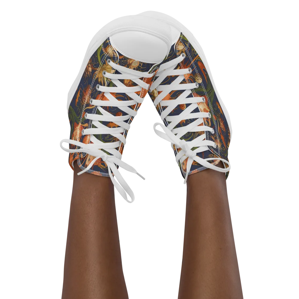 Stellar Blooms on Women's High Top Canvas Shoes — Front