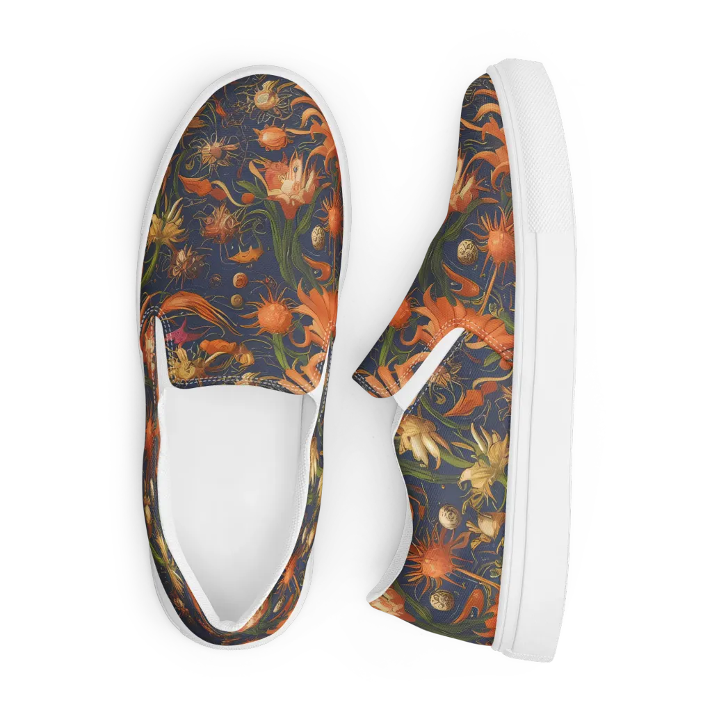 Stellar Blooms on Men's Slip-On Canvas Shoes — Front