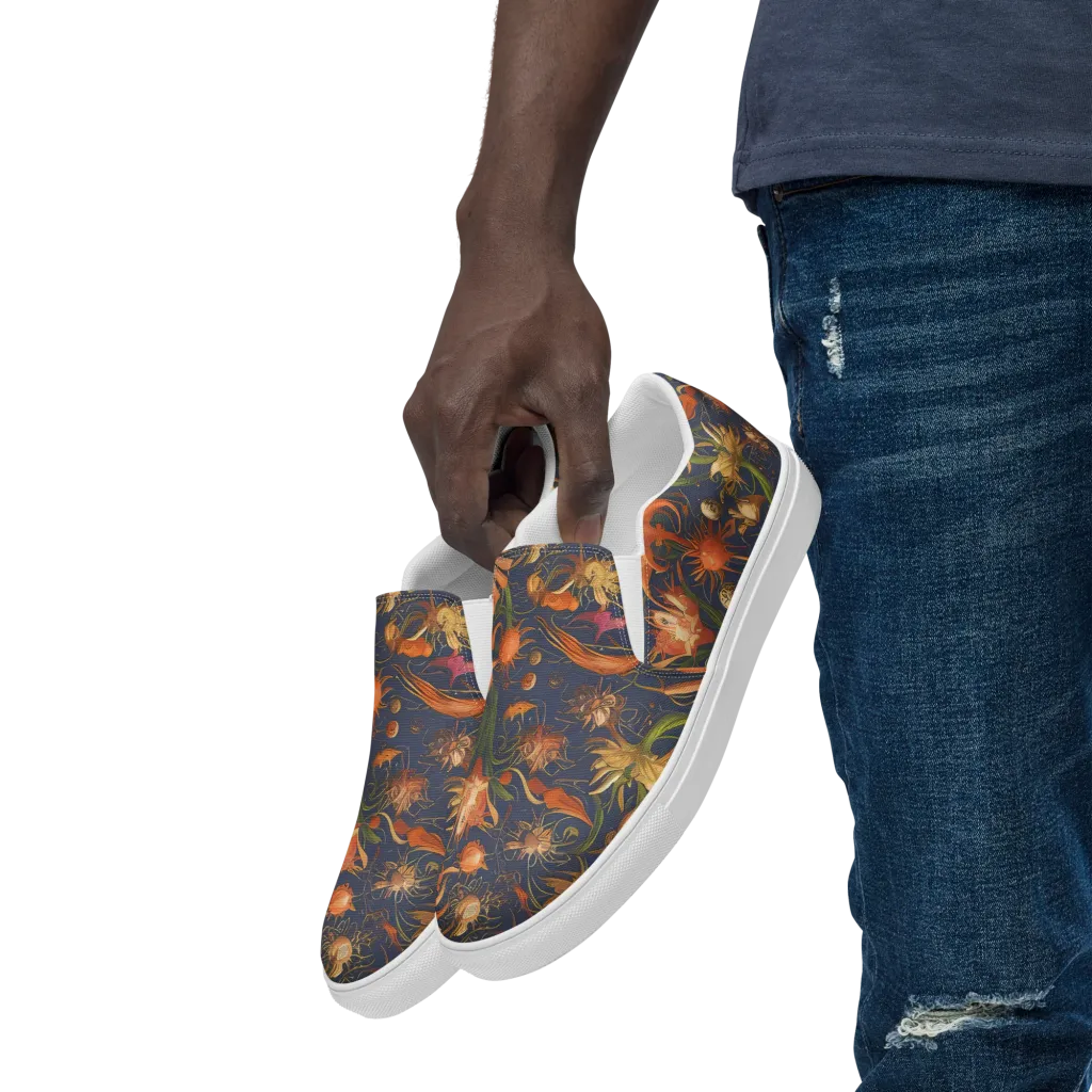 Stellar Blooms on Men's Slip-On Canvas Shoes — Left Front