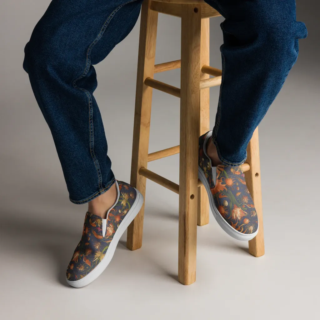 Stellar Blooms on Men's Slip-On Canvas Shoes — Front