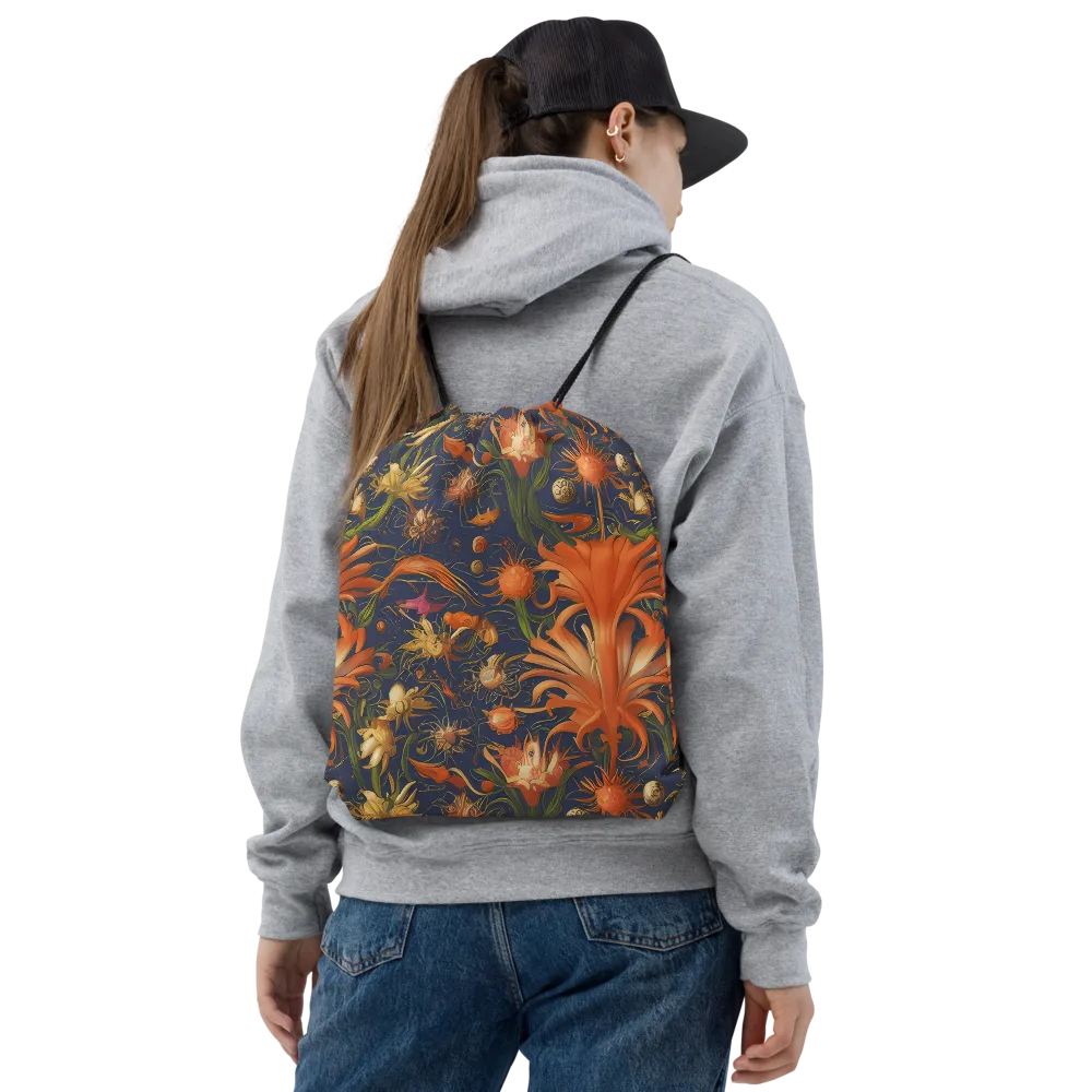 Stellar Blooms on Drawstring Bag — Front