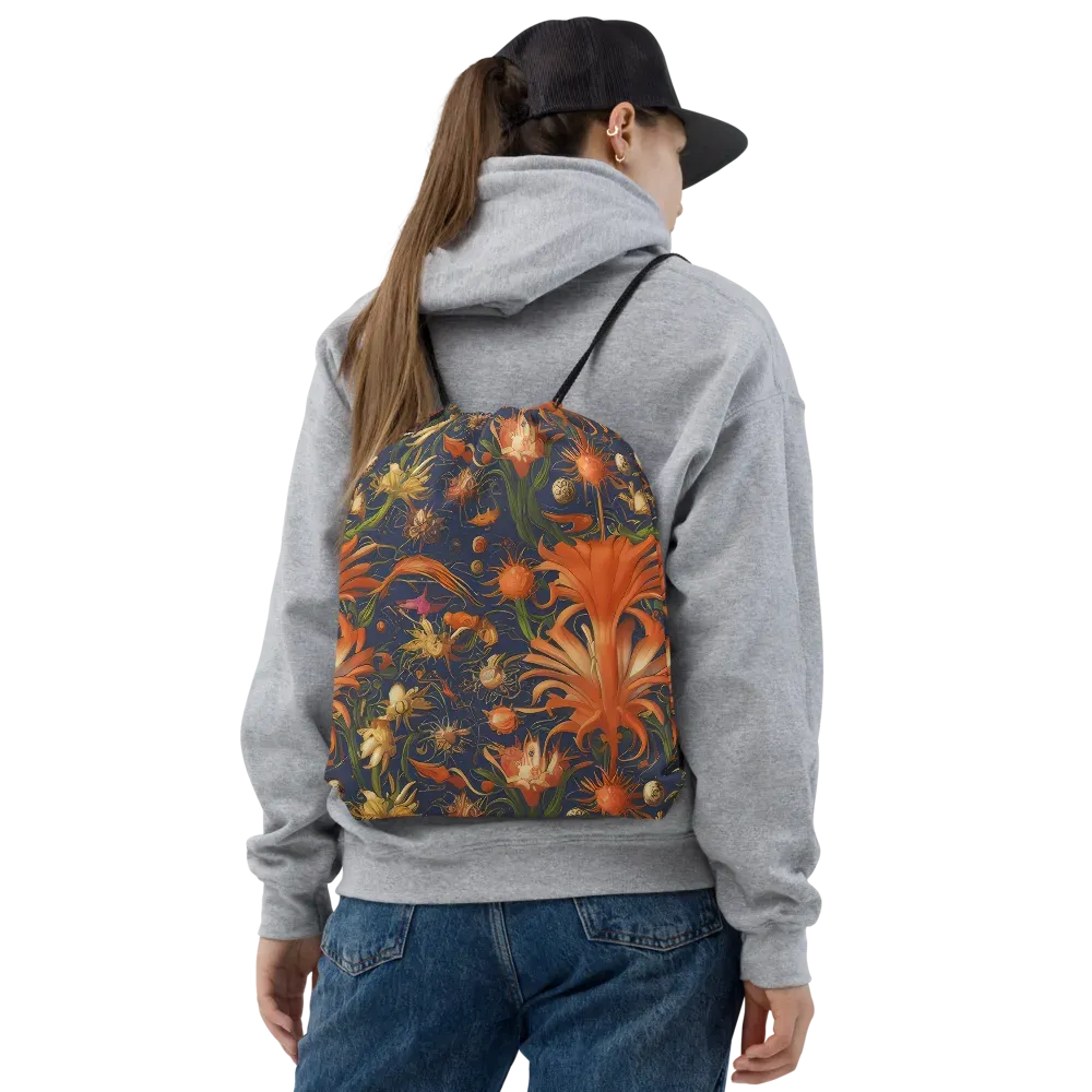 Stellar Blooms on Drawstring Bag — Front